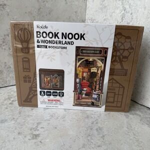 Rolife Book Nook Wonderland TGB07 Bookstore DIY Miniature House Kit LED New